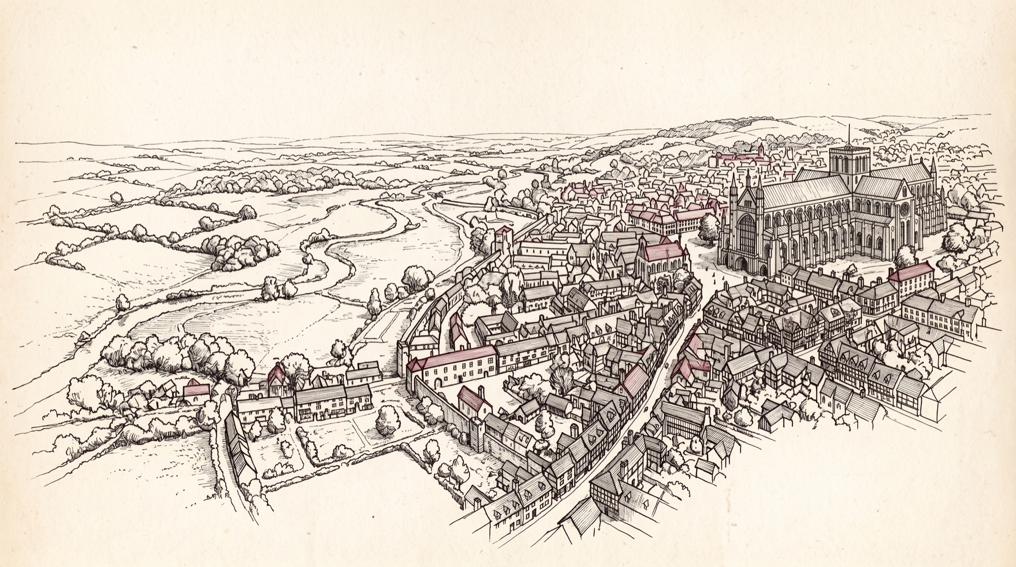 Pen illustration of Winchester