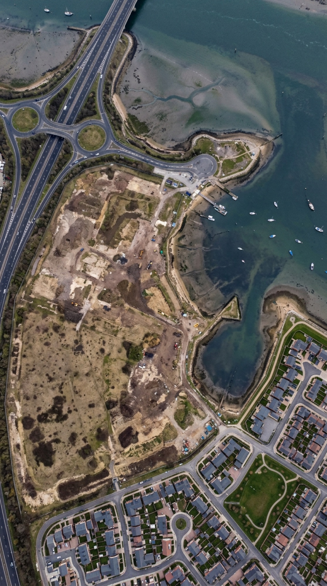 Coastal regeneration site beside a harbour